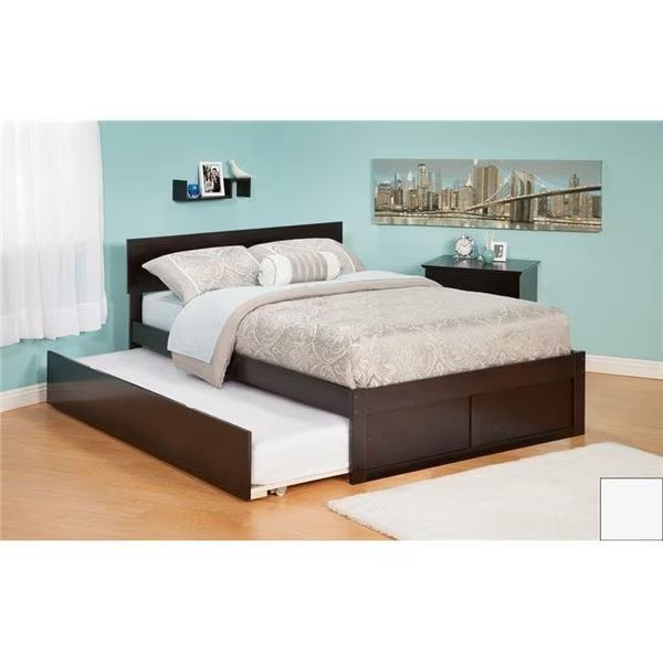 Atlantic Furniture AR8132012 Orlando Full Bed with Flat Panel Foot Board and Urban Trundle Bed in a White Finish, Atlantic Furniture, Mfr#: AR8132012